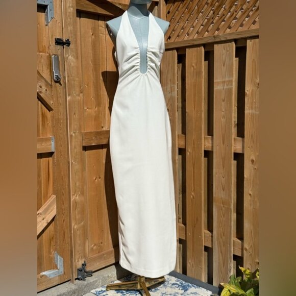🆕 MISHA COLLECTION 🧿 NWOT The 'Alusia' Stretch Twill Maxi Dress, Ivory - Sz M - Picture 10 of 16